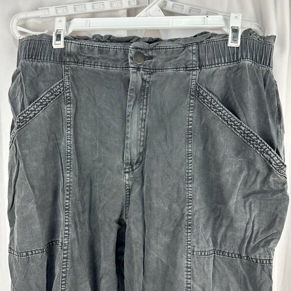 Old Navy Womens Relaxed Fit Washed Gray Pants L Elastic Waist Stretch Pockets - Picture 2 of 5